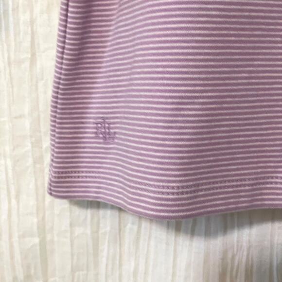 Lauren Ralph Lauren Purple White Striped Slim Fit Cotton Top Womens Large - Picture 5 of 12